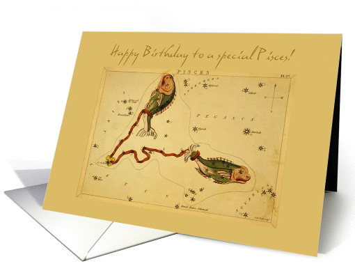 Birthday for a Pisces - Vintage card (160821)