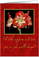 With appreciation for a job well done! card