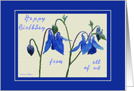 Happy Birthday from All of Us - Blue Columbine card