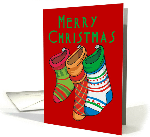 Merry Christmas with Colorful Stockings card (249033)