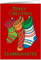 Merry Christmas with Stockings for Granddaughter card