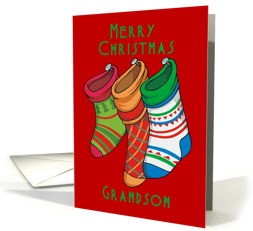 Merry Christmas with Stockings for Grandson card (249039)
