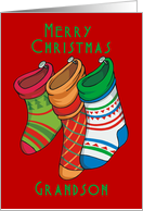 Merry Christmas with Stockings for Grandson card