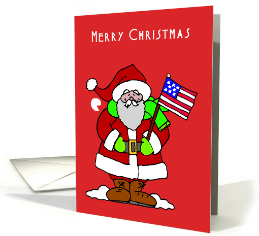Merry Christmas Patriotic Santa card (265609)