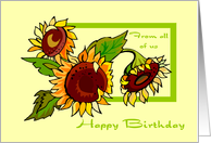 Happy Birthday From All of Us - Sunflowers card