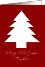 Teacher Merry Christmas - Red with Tree card