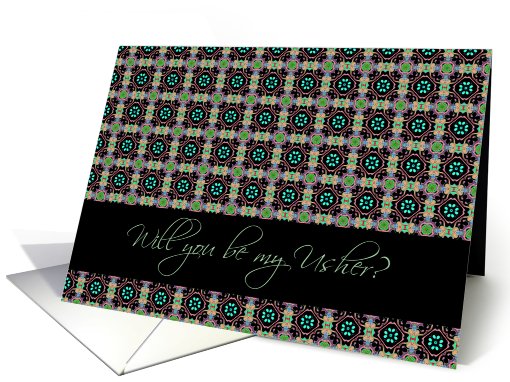 Will You be my Usher? Black geometric card (681700)