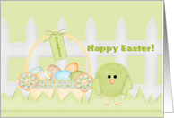 Happy Easter Grandson - Green Chick card