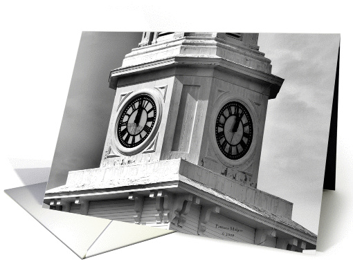 Church Clock Tower B & W - Foxboro, MA card (868849)
