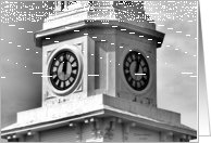 Church Clock Tower B & W - Foxboro, MA card