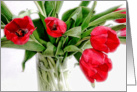 Bright and Beautiful Red Tulips Bouquet Blank Card