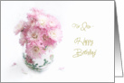 Pink Mums Still Life lris Birthday Card