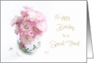 Pink Mums Still Life Special Friend Birthday Card