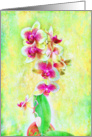 Impressionist Orchids in Yellow & Green Birthday Card
