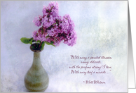 Lilac Spray Still Life with Whitman Quote Blank Note Card