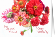 Bright and Beautiful Zinna Bouquet Birthday Card for a Special Friend card