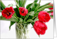 Bright and Beautiful Red Tulips Bouquet Blank Card