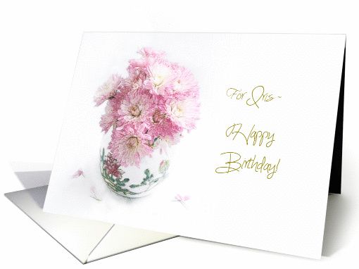 Pink Mums Still Life lris Birthday card (1453516)