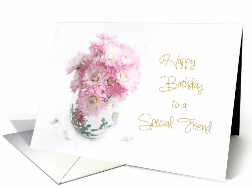 Pink Mums Still Life Special Friend Birthday card (1454376)