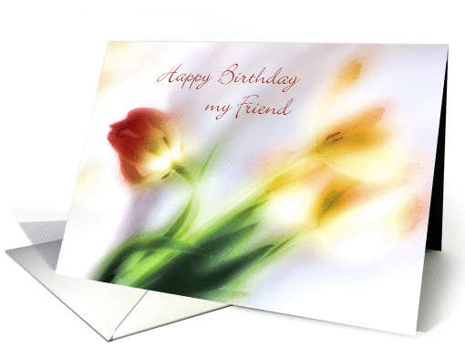Beautiful Impressionist Pastel Tulips Friend's Birthday card (966341)