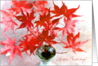 Red Maple Leaves Autumn Birthday Card