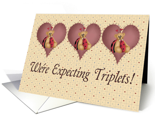 New Baby Triplets Ladybug Bears card (117010)
