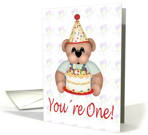 First Birthday Cake Bear card (121329)