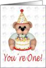 First Birthday Cake Bear card