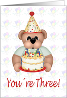 Third Birthday Cake Bear card