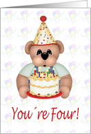 Fourth Birthday Cake Bear card