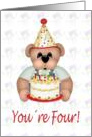 Fourth Birthday Cake Bear card
