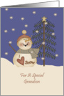 Grandson Cute Snowman Christmas Card