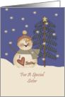 Sister Cute Snowman Christmas Card