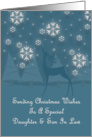 Daughter and Son In Law Reindeer Snowflakes Christmas Card