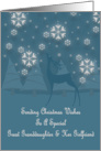 Great Granddaughter & Her Girlfriend Reindeer Snowflake Christmas Card