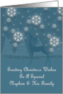 Nephew And His Family Reindeer Snowflakes Christmas card