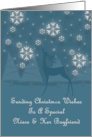 Niece And Her Boyfriend Reindeer Snowflakes Christmas card