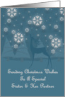 Sister And Her Partner Reindeer Snowflakes Christmas card
