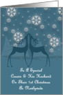 Cousin And His Husband Reindeer Snowflakes 1st Christmas Card