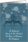 Friend And His Husband Reindeer Snowflakes 1st Christmas Card