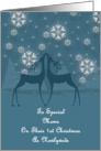 Moms Reindeer Snowflakes 1st Christmas Card