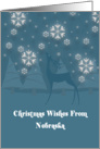 Nebraska Reindeer Snowflakes Christmas Card