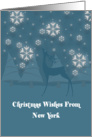 New York Reindeer Snowflakes Christmas Card