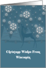 Wisconsin Reindeer Snowflakes Christmas Card