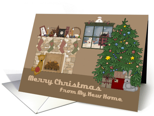 Prim Fireplace New Address Christmas card (1150256)