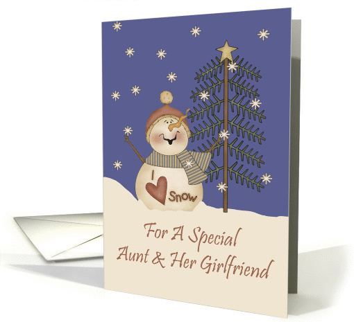 Aunt And Her Girlfriend Cute Snowman Christmas card (1155926)