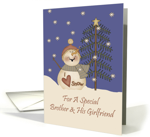 Brother And His Girlfriend Cute Snowman Christmas card (1155980)