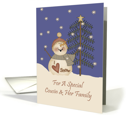 Cousin And Her Family Cute Snowman Christmas card (1156010)