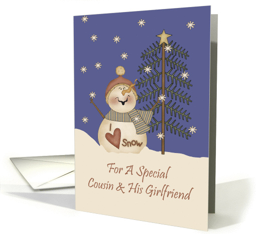 Cousin And His Girlfriend Cute Snowman Christmas card (1156680)