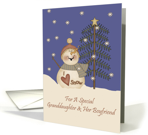 Granddaughter And Her Boyfriend Cute Snowman Christmas card (1157268)